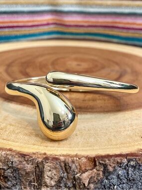 Gold Filled Sculptural Water Drop Bubble Hinged Cuff Bangle Bracelet NWOT